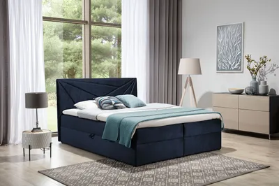 Produktbild von Boxspringbett Schlafzimmerbett CARLITA 120x200cm Dunkelblau