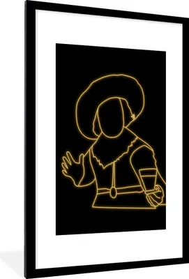 Produktbild von MuchoWow® MuchoWow® Gerahmtes Poster Der fröhliche Trinker - Frans Hals - Gold 60x90 cm - Poster mit zchwarzem Bilderrahmen - Dekoration - Wandposter Wohnzimmer - Hochwertig