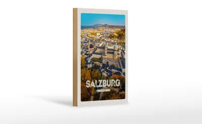 Produktbild von Holzschild Reise 12x18 cm Salzburg Österreich Schloss Altstadt