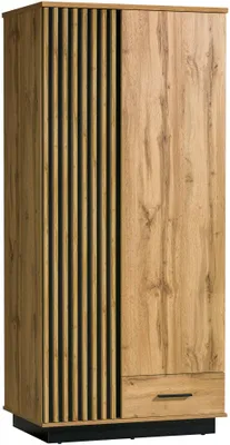 Image de Armoire de rangement Lamia 90 x 52 x 193 cm, chêne Wotan noir, 2 portes