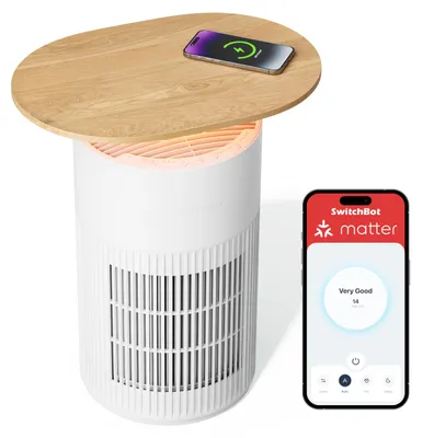 Productafbeelding van SwitchBot luchtreiniger met app-bediening en nachtlampje, CADR 400 m³/u, geschikt voor ruimtes tot 83 m²