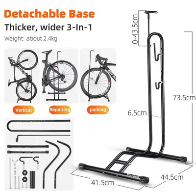 Produktbild von Fahrradständer 3-in-1 - Vertikaler Bodenständer - Verstellbarer Park- Und Montageständer - Für Indoor Garage - Bis 30 kg Tragkraft - Aluminiumlegierung
