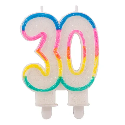 Produktbild von 30. Geburtstag Glitzerkerze mit 2 Haltern