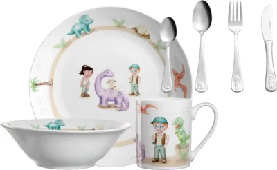 Produktbild von Leonardo BAMBINI Avventura Kindergeschirr Set mit Besteck 7-teilig - Dino