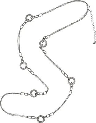 Produktbild von Steuer Modeschmuck Kette Metall 101 silbergrau Glasstein 445050028