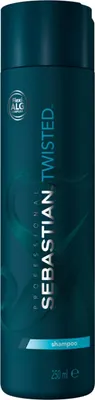 A dark teal bottle of Sebastian Professional Twisted Shampoo.