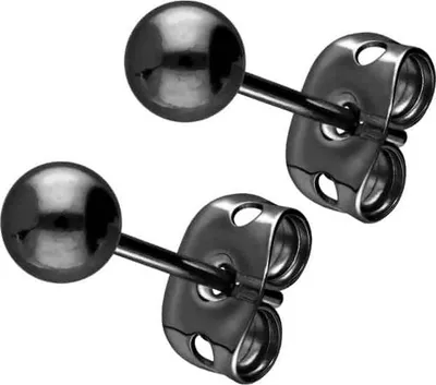 Produktbild von Titan Ohrstecker KUGEL Schwarz Kugelgröße: 4mm