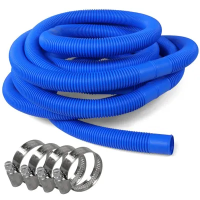 Produktbild von SET> 6,00m Schwimmbad Schlauch, blau Ø 32mm + 4 Schellen