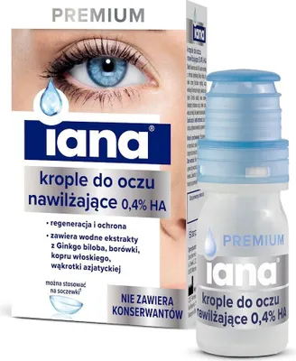 Produktbild von Iana Premium Feuchtigkeitsspendende Augentropfen 0,4 % 10 ml