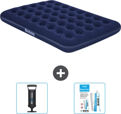 Produktbild von Bestway Luftmatratze - Französisches Bett - 137 x 191 x 22 cm - Blau - Im Lieferumfang enthalten Zubehör