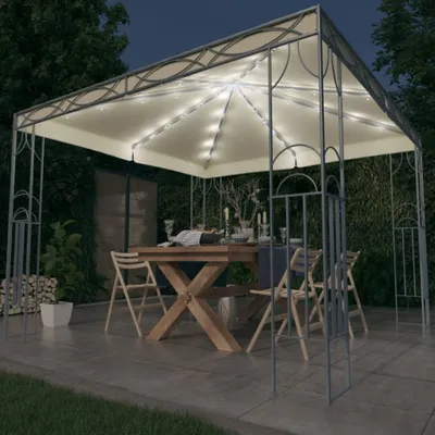 Produktbild von Pavillon mit LED-Lichterkette 300x300 cm Cremeweiß , Pavillons & Partyzelte Design 2024