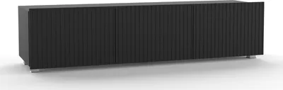 Produktbild von TV-Schrank KOLDER KL-02 mit 3 Türen Fernsehschrank 150 cm Fernsehtisch Lowboard Wohnzimmer Schrank Grifflos SoftClose Modern (Schwarz Matt)