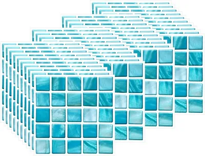Produktbild von 40PCS Fliesenaufkleber, PVC Fliesen Klebefolie Selbstklebend Hitzebeständig Wasserdicht Fliesensticker Deko für Küche Fliesendekor Wandaufkleber Mosaikstil Himmelblau (10 x 10 cm / 4 x 4 Zoll)
