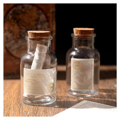 Produktbild von Dekorative Glasflaschen mit Korkstopfen (150 ml, Weithalsrundflaschen, 2 Stück)