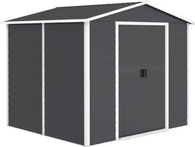 Produktbild von Geräteschuppen aus Metall, wetterfest & rostfrei, abschließbar, 2,40 x 2,06 x 1,98 m, Dunkelgrau