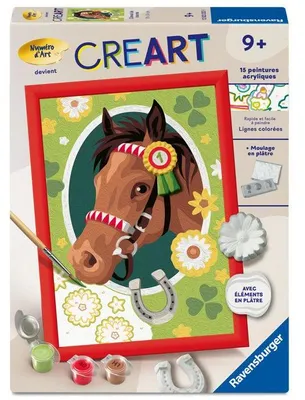 Produktbild von Ravensburger CreArt Kids, Malset "Pferd im Galopp", Malen nach Zahlen, Gipsplatte, 18x24 cm, ab 9 Jahren, Artikelnummer: 12023233