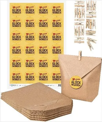 Produktbild von SET Herzlichen Glückwunsch (Motiv16) 24x Geschenktüten + 24x MiniKlammer + 24x A