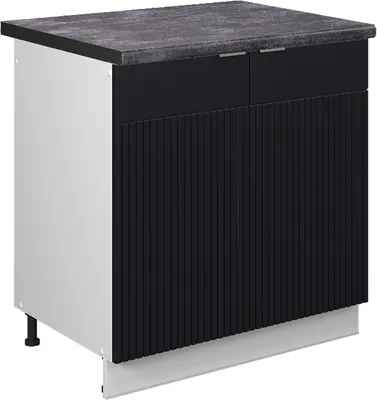 Produktbild von Spülenunterschrank Vicco Fame-Line Schwarz gestreift 80 cm , AP Anthrazit, Model 50915