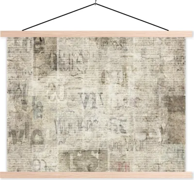Produktbild von MuchoWow® Textilposter Zeitung - Vintage - Papier 60x45 cm mit holzfarbenen Rahmen - Bild
