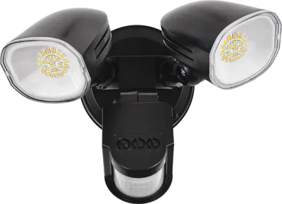 Produktbild von Bewegungsmelder-Aussenleuchten, 2-Kopf-Wandleuchte mit Infrarot-Induktion, LED-Licht, IP65, wasserdicht, kunststoffbeschichtetes Aluminium, 3000 K/4000 K/6000 K, Aussensport-Sensor-Innenhofleuchte fuer Garten, Garage, Veranda