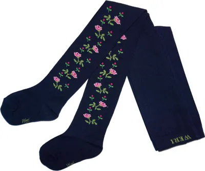 Produktbild von Kinderstrumpfhosen für Mädchen Rosenzweige Marine Größe 110-116