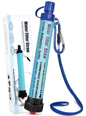 Image de Filtre à eau pour l'extérieur, 2000 litres, mini, portable, pour camping, 0,01 micron, élimine 99,99 % des bactéries, couleur bleue