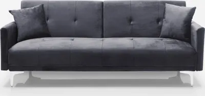 Produktbild von 3-Sitzer-Schlafsofa aus Samtstoff mit Modernem Design Villolus - Dunkel Grau