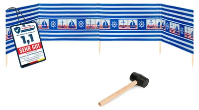 Produktbild von Garronda Strand Windschutz Sichtschutz 5m lang plus Gummihammer GAEX001