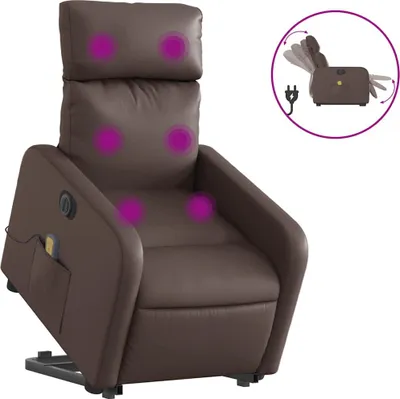 Produktbild von vidaXL Massagesessel mit Aufstehhilfe Elektrisch Braun Kunstleder