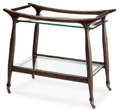 Produktbild von Casa Padrino Luxus Massivholz Servierwagen mit Glasplatten Braun 86 x 50 x H. 75,5 cm - Hotel Restaurant Gastronomie Trolley - Luxus Hotel Restaurant Gastronomie Accessoires - Luxus Möbel