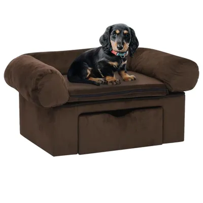 Produktbild von "2026 Promotion" Hundesofa mit Schublade Braun 75x50x38 cm Plüsch - Hundebetten CC1921