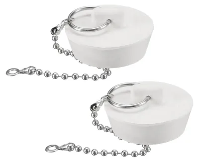 Zdjęcie produktu dla Zatyczki odpływowe, 2 sztuki, średnica 35-38 mm, gumowe, białe, do wanny, umywalki i zlewu