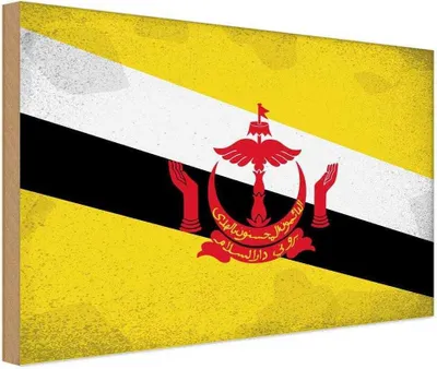 Produktbild von vianmo Holzschild 12x18 cm Brunei Vintage Flagge Fahne Wappen