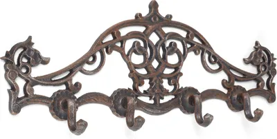 Produktbild von 4 Haken Moritz Nostalgie kleine Garderobe Antik Design Hakenleiste Barock Verzierungen 39 x 15,1 x 5
