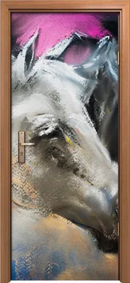 Produktbild von Türposter 80x200 cm Türaufkleber Türtapete Türfolie Klebefolie Deko Malerei Pferde bunte Umarmung