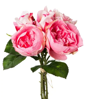 Produktbild von Künstlicher Rosenstrauß ca 30cm. Blumenstrauß mit 5 Rosen ROSA