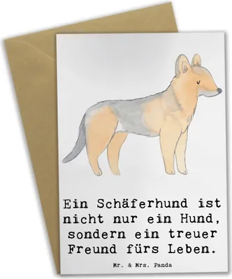 Produktbild von Mr. & Mrs. Panda Beileidskarte Schäferhund Freund - Weiß - Geschenk, osterkarten, babykarte, hochzeitskarten, Hunderassen Charakter, einladungskarten, Familienmitglied
