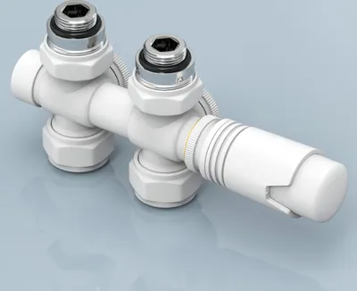 Zdjęcie produktu dla EMKE Złącze Zawór z termostatem do grzejnikowej suszarki do ręczników, 7 biegów regulacji, φ16*G1/2", biały