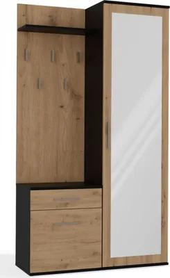 Obrázek produktu pro Selsey Duvio - Předsíňová skříň se skříňkou a zrcadlem, dub Artisan / antracit, 100 cm