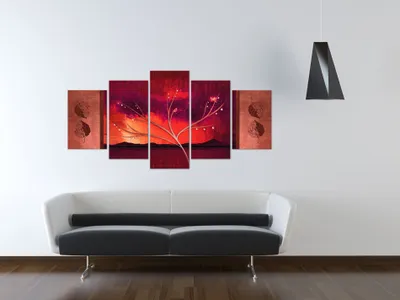 Immagine prodotto di Immagine acustica albero astratto 200x100 cm immagini schiuma acustica ad alte prestazioni fonoassorbente isolamento acustico tela 5 pezzi parete murale acustica ambiente isolamento acustico b-C-0149-b-p