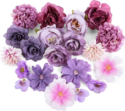Produktbild von Kunstblumen Köpfe 20 Stück, Seidenblumen, Realistische Kunstblumen, für Hochzeitsdekoration