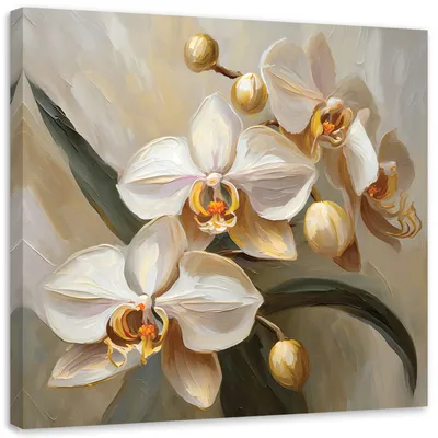Produktbild von Leinwandbild AI-Orchideen 50x50 Feeby Gold bild für die wand bereit zum aufhängen