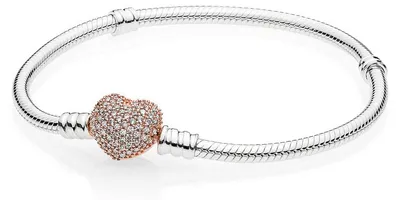Produktbild von Pandora Rose 586292CZ Schlangen-Gliederarmband Pavé-Herz-Verschluss 17 cm