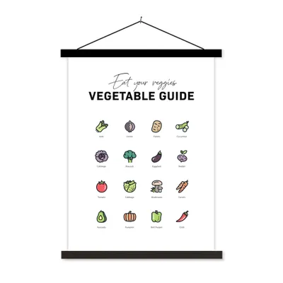 Produktbild von MuchoWow® Textilposter Küche - Gemüse - Lebensmittel 90x120 cm mit schwarzem Rahmen - Dekoration