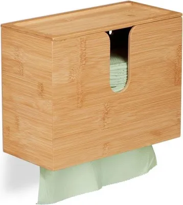 Image de Distributeur d'essuie-tout en bambou avec couvercle