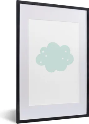 Produktbild von MuchoWow® Gerahmtes Poster Wolke - Sterne - Pastell - Kinder - Baby 40x60 cm - Poster mit Schwarzem Bilderrahmen Wandposter Rahmen Foto Bilder - Poster in Rahmen