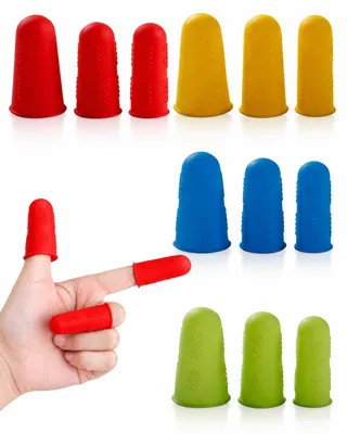 Fingerprotektoren-Set, 12 Stück, Silikon, S/M/L, rutschfest, bunt