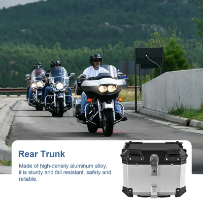 Image de Top-caisse pour moto - 65 litres - Coffre de rangement en aluminium - Étanche - Argent