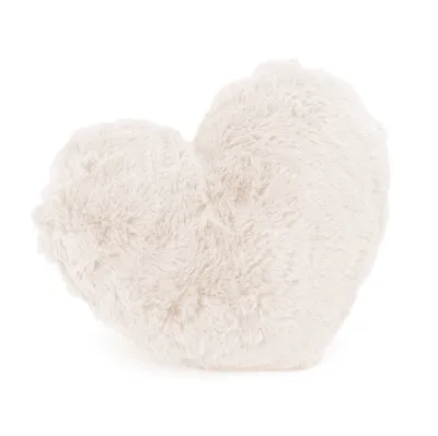 Produktbild von heimtexland ® Fell Dekokissen Plüsch Herz Kuschelkissen XL Flanell Kissen 30x40 Herzkissen Geschenk Typ901 creme
