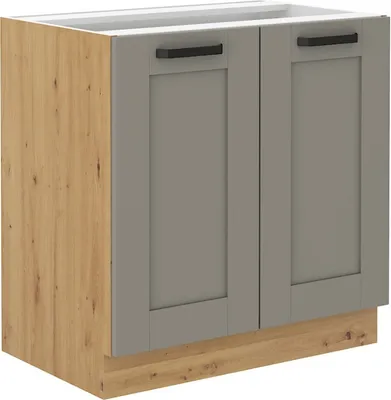 Produktbild von Zweitüriger Unterschrank LAILI – Breite 80 cm, Hellgrau / Eiche Artisan